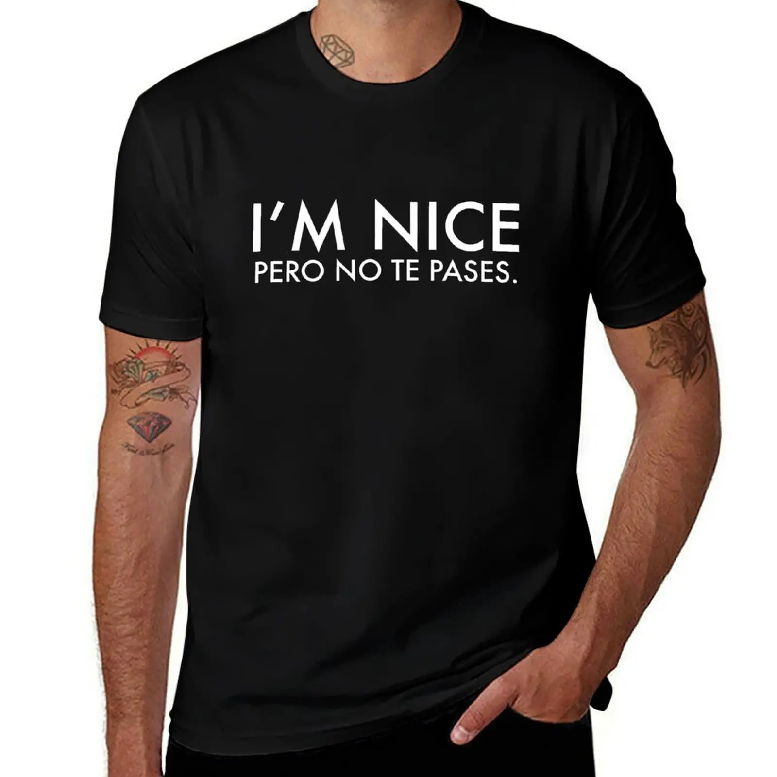 I'm Nice Pero No Te Pases Shirt, Buena T-Shirt, Spanglish Shirts, Mexican American Gifts, Latina shirts, Spanish T-Shirts Casual Cotton Tee Round Neck
