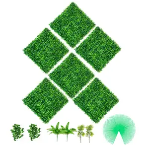 VEVOR PE Artificial Boxwood Panel Set, 6 PCS Privacy Hedge Screen with Item Dimensions 20in x 20in x 1.6in, Grass Backdrop Wall Decorative Plant Ornaments for Indoor & Outdoor Decoration, Ideal Gift