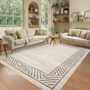 Large Border Rug Low Pile Soft Non-slip Backing Modern Geometric Solid Color Rug Foldable Printed Decorative Rug for Restaurants Offices Children's Rooms Laundry Rooms Living Rooms Playrooms Bedrooms