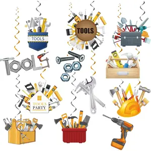 24 Pcs Tools Hanging Decorations Tools Hanging Swirls Ceiling Swirls Tools Birthday Party Supplies for Tools Party Decorations Toolbox Decorations