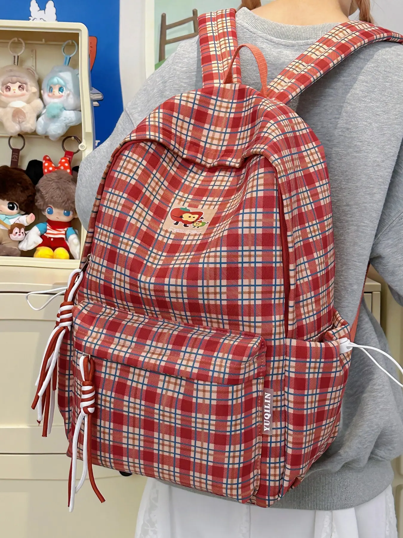 1pc  New women's backpack with contrasting colors, zipper closure, stylish and versatile design, suitable for students to go to school, campus, commuting, shopping, women's backpack