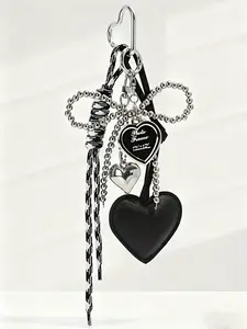 Bag Pendant Beaded Bow Bag Charm 3d Heart High Quality Individualistic And Trendy Fashionable And Versatile Exquisite Color Blocking Couple Gifts Suitable For Bags And Keys Gift To A Friend Bag Chain Accessories