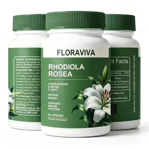 Floraviva Rhodiola Rosea Capsules 500mg - Natural Adaptogen Supplement for Stress Support, Mental Focus & Energy - Non-GMO (60 Capsules)