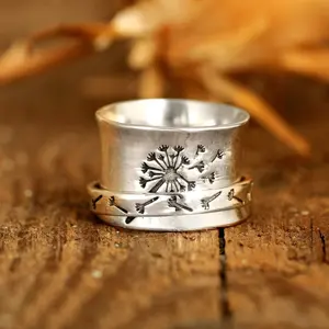 Vintage Carved Dandelion Flower Broadband Personalized Ring Women's Ring Birthday Valentine's Day Gift