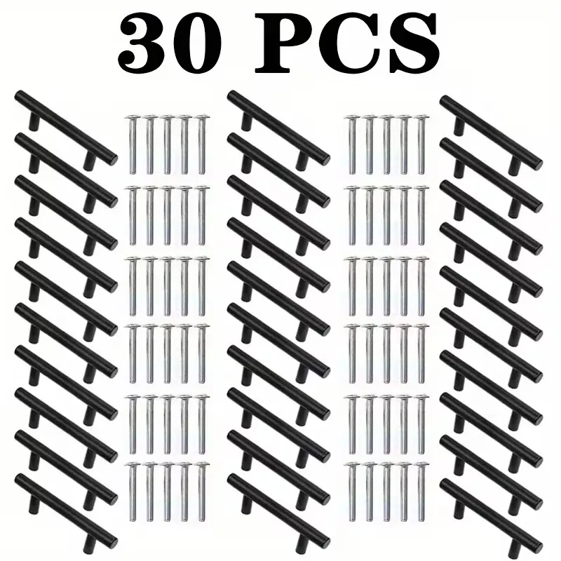 30 Pack Cabinet Pulls, 5 Inch (127mm) Hole Center Stainless Steel Drawer Handles for Kitchen Cabinets, Cupboard, Wardrobe – Brushed Black Aesthetics Modern Touch