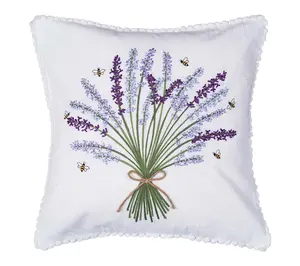 Lavender Bouquet Embroidered Throw Pillow by Valerie