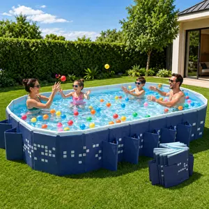Mandla 10ft Foldable Garden Tub, Non-Inflatable AboveGround Swimming Pool, Rectangular Outdoor Backyard Poolfor Family Summer