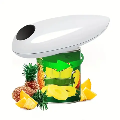 Handheld Electric Can Opener - Cordless 2AA Use, Compact & Lightweight, 1-Touch Effortless Opening, Smooth Edge Safe & Clean, Ergonomic Handle, Built-In Magnet, Universal Design (Ideal for Arthritis Sufferers, Outdoor Trips)