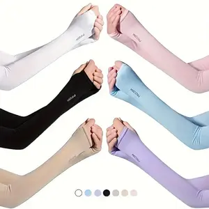 5 Pieces Random Colors, Unisex Ice Silk Sun Protection Sleeves. Women's UV Protection Gloves. Summer Ice Silk Sleeves with UV Protection, Breathable and Stretchable. Perfectly Match Various Outfits for Driving, Golfing,Fishing, Cycling, Hiking