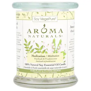Aroma Naturals Soy VegePure®, Medium Glass Soy Pillar Candle, Patchouli & Frankincense, 8.8 oz (260 g)