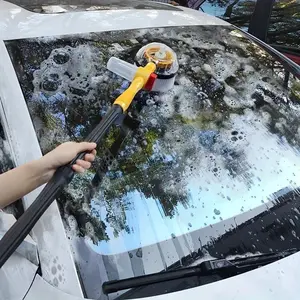 360° Rotatable Car Wash Brush Cleaning Kit, Car Windshield Cleaning Tool with Detachable & Retractable Microfiber Mop & Garden Hose Nozzle