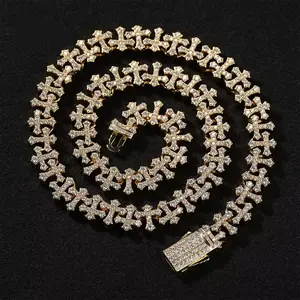 【PANG Jewelry】Hip-Hop Rap Necklace - Male Street Style Diamond-Encrusted Cross Necklace - Bold and Trendy Versatile Accessory