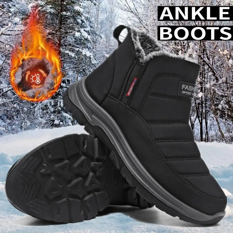 Men's Slip on Mid Snow Boots Winter Warm Cotton Shoes Non-slip Waterproof EU45 Men's Slip on Mid Snow Boots Winter Warm Cotton Shoes Non-slip Waterproof EU45