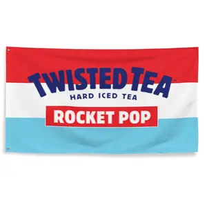 Rocket Pop Twisted Tea Flag 3x5ft College Dorm Essentials for Guys Funny Party Wall Decor Aesthetic Apartment Hanging Heavy Duty 4 Grommets