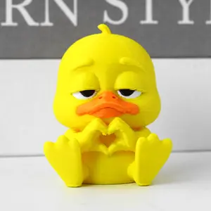 3D-Printed Heart-Shaped Duckling - Animal Set, Miniature Animals, Cute Stress-Relief Figurines, Gifts for Valentine's Day/Halloween/Christmas/Mother's Day/Thanksgiving, Office and Home Decor, 3D-Printed Material, Car Ornaments
