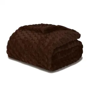 Puncuntex Brown Throw Blanket 50"×60" inches Fuzzy 3D Jacquard Decorative Flannel Fleece Super Soft Plush Cozy Blanket for Couch Sofa Chair Lightweight