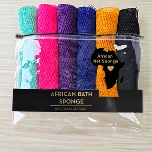 6PCS Authentic African Net Sponge with Knots, Afro Scrub Net Bath Cloth for Shower, Body Wash Tool, Exfoliating Net Sponges