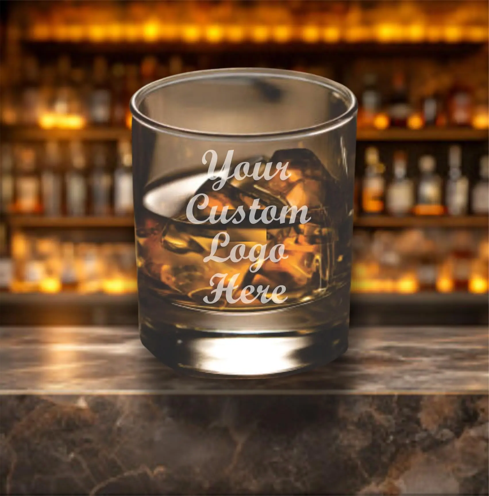 Bulk Logo Whiskey Rocks Glasses, Personalized Engraved Glass Corporate Gifts, Company Holiday Party Gifts, Business Branding, Bulk Orders