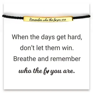 inspirational bracelet-Empowering Adjustable Bracelet for Women - Braided Stainless Steel & Rope Jewelry with  "Remember who the bvyou are/Dont Let The Hard Days Win/Let Them/Be Kind" Engraving - Motivational Gift Personalized Elegant Minimalist Bangle