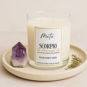 Meta Scorpio Zodiac Candle Rosemary Sage - The Determined One Well Power Strength Courage Absolute Pure Love Magic Scented Wax
