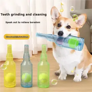 Pet Toy Bottles , Random Three Colors (Blue/Red/Green), Built-in Tennis Ball Interactive Toy, Funny Chew and Play Tool for Dogs Halloween