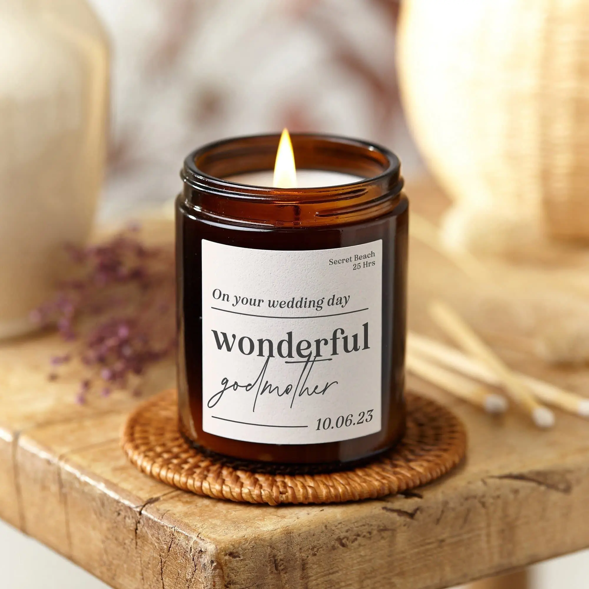 Godmother Wedding Gift, Personalised Gift For Godmother On Wedding Day, Scented Candle