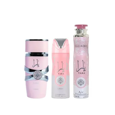 Lattafa Yara 3-Piece Gift Set - 300ml EDP Air Freshener, 200ml Body Spray, 100ml Women's Perfume with Floral Vanilla & Vanilla Scents