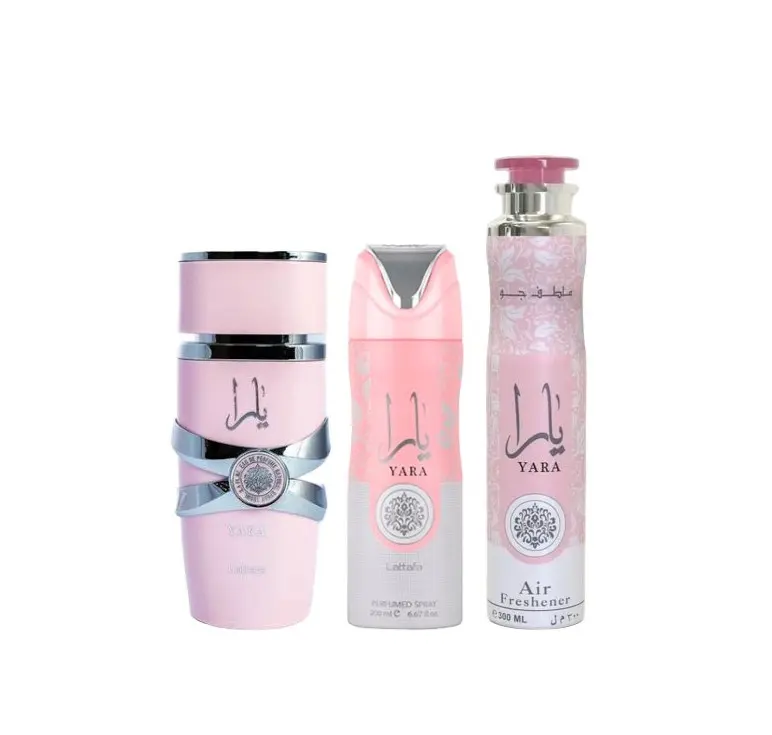 Lattafa Yara 3-Piece Gift Set - 300ml EDP Air Freshener, 200ml Body Spray, 100ml Women's Perfume with Floral Vanilla & Vanilla Scents