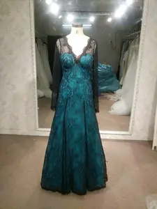 Style LE1193 black lace long sleeve mother of the Bride formal dress