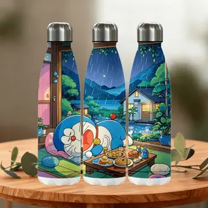 1pc 18oz thermos cup, Cartoon Doraemon stainless steel thermos cup, water bottle, portable straw cup, outdoor cup, accompanying cup, coffee cup, cup set-Christmas Valentine's Day gift (straw in the cup) , suitable for gift giving