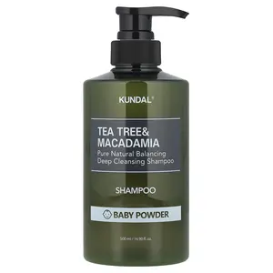 Kundal Tea Tree & Macadamia Shampoo, Baby Powder, 16.9 fl oz (500 ml)