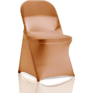 12 PCS Gold Stretch Spandex Folding Chair Slipcovers, Dining Room Chair Covers Stretch Chair Slipcovers Protector for Wedding, Banquet, and