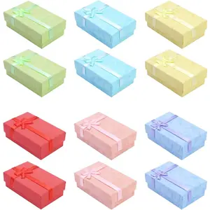 24 count Paper  Boxes with Lids and Ribbon Bows for  Display-Rings, Watches, Necklaces, Earrings and Bracelet  Packaging Box,6 Colors