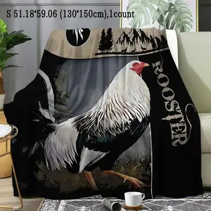 Rooster Pattern Throw Blanket, Soft, Comfortable, Lightweight, Warm, Gentle on Skin, Breathable in AC Rooms, for Bedroom Bedding, Napping, Home Use, 1 Count