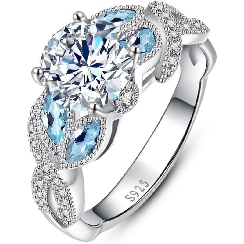 Cubic Zirconia&Created Aquamarine