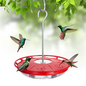 Kingsyard 16 OZ Disc Hummingbird Feeder with 6 Bee Proof Ports Ant Moat Leak-Proof Design Easy to Clean & Refill Garden Décor Gift for Women Mom