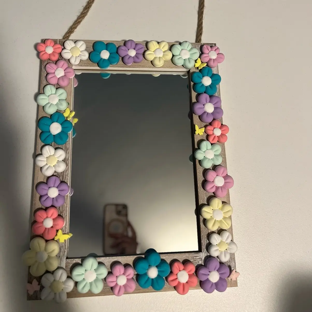 Decorative Foam clay flower and butterfly mirror