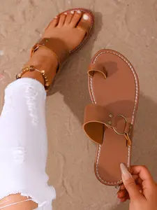 Women's Flat Fashion Casual Beach Sandals, Indoor Outdoor Party Shoes, Comfortable Synthetic Material, Stylish and Comfortable