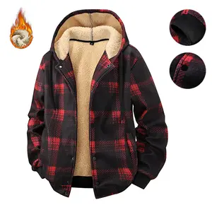 Men's Hooded Jacket Plaid Shirt Zipper for Winter Outdoor Sports & Leisure Travel - Stylish & Functional