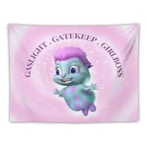BionZax Bibble Beliefs Series Tapestry — "Happy Gaslight Gatekeep Girlboss" Themed Decorative Fabric, Suitable for College Dorms, Bedrooms, and Living Room Home Decor (Size: 40" x 60"); Fun Meme-Style Wall Hanging, Ideal as a Gift for Girls and Teens.