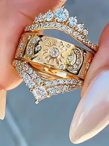 1 PC Luxury Cubic Zirconia Ring For Women For Wedding Engagement Party Jewelry Valentine's Day Gift Sparkling Zircon Inlay