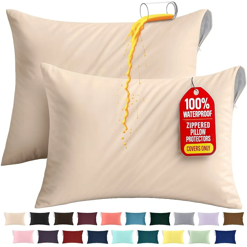 Utopia Bedding Waterproof Pillow Protectors with Zipper, Bed Bug and Dust Mite Proof Encasements