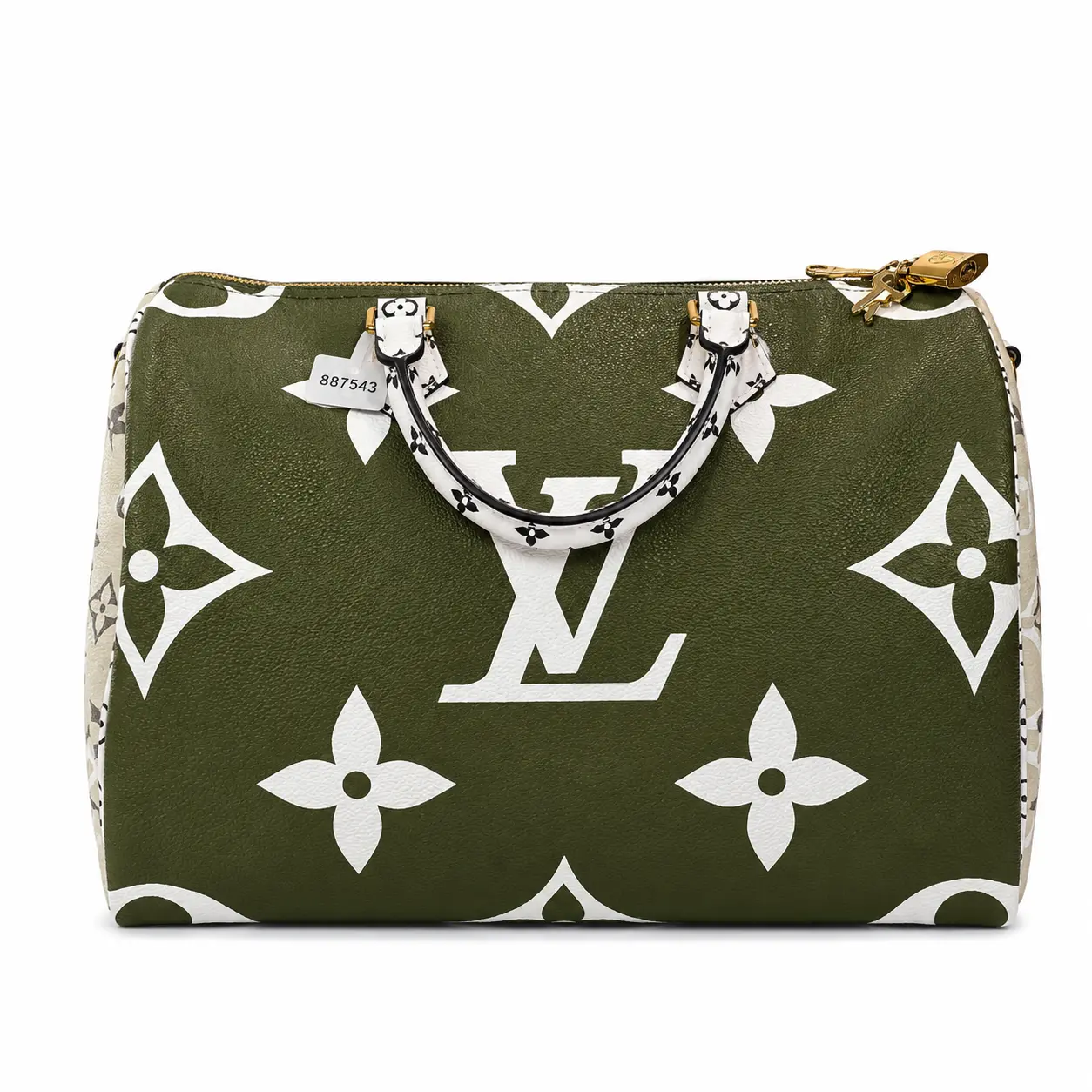 Pre-owned Louis Vuitton Speedy 30 Bag pop2y19050116 Green White Giant Monogram Coated Canvas Handbag