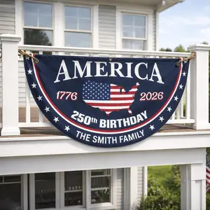 Personalized Family Name 250th Anniversary Fan Flag – Patriotic USA Decor