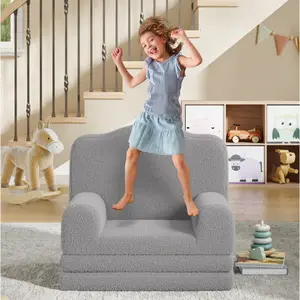 Kids Sofa Bed, Convertible Toddler Couch Chair to Lounger, Plush Baby Sofa, Removable Washable Cover, Foldable Baby Sofa for Playroom, Bedroom, Gift for Birthday