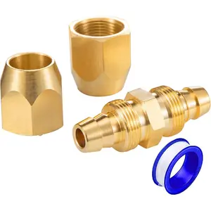 4PCS Soild Brass Air Reusable Hose Splicer For 1/4-Inch ID Hose,1/4" Air Hose Repair Fitting