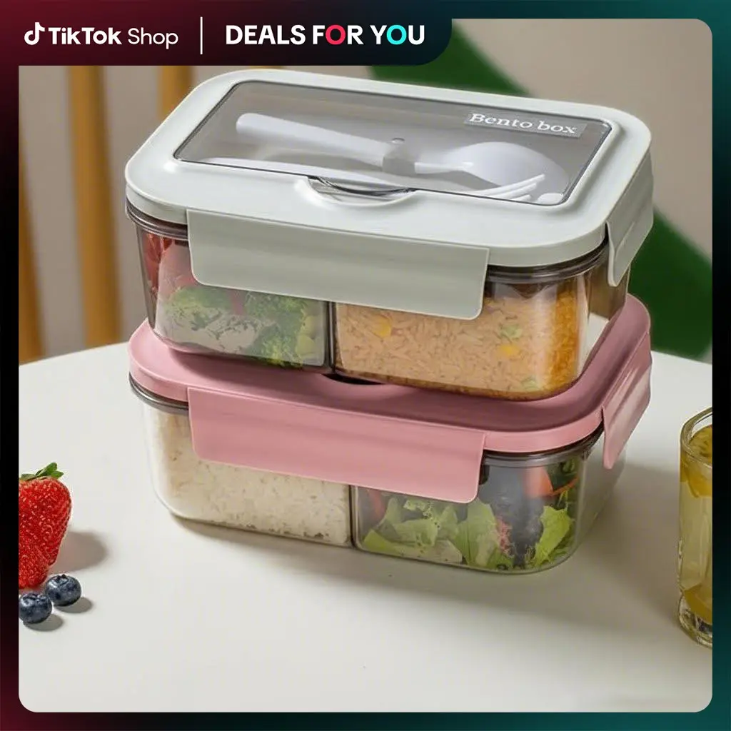 Leak-Proof Layered Lunch Box for Adults & Kids, Leakproof Lunch Box, Leakproof Lunchbox, Large Capacity Lunch Box, Microwavable Bento Box, Microwave Safe Food Container for Work, School & Travel, Fresh-Keeping, Spill-Proof & Airtight Design