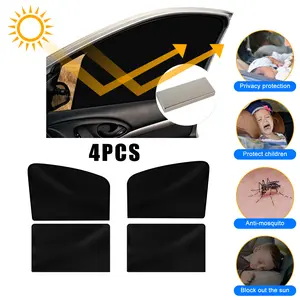 Magnetic Car Window Sun Shade(4 PCS), Car Side Window Sunshade for Baby Kids, 10 Strong Magnets Sun Shade for Car, Privacy Protection Sunshade Cover, Anti-Glare UV Rays Block, Foldable Car Window Curtain, Universal Fit Car Sun Visor for SUV, Truck, Sedan