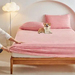 King/queen Size Bedding Set, Soft & Breathable Rabbit Fur Material, Deep Pocket Design, Elastic Straps, Ideal for Bedroom/sleeping Nook