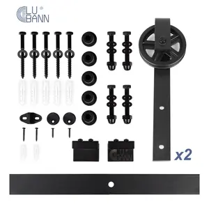 LUBANN 6.6FT Sliding Wood Barn Door Hardware Sliding Track Kit Straight Roller ▫